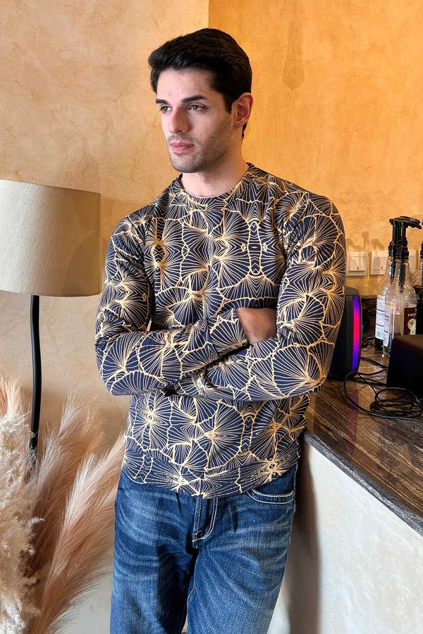 Elo Max 21 Men's Printed Long Sleeve Fleece Sweat Shirt Black