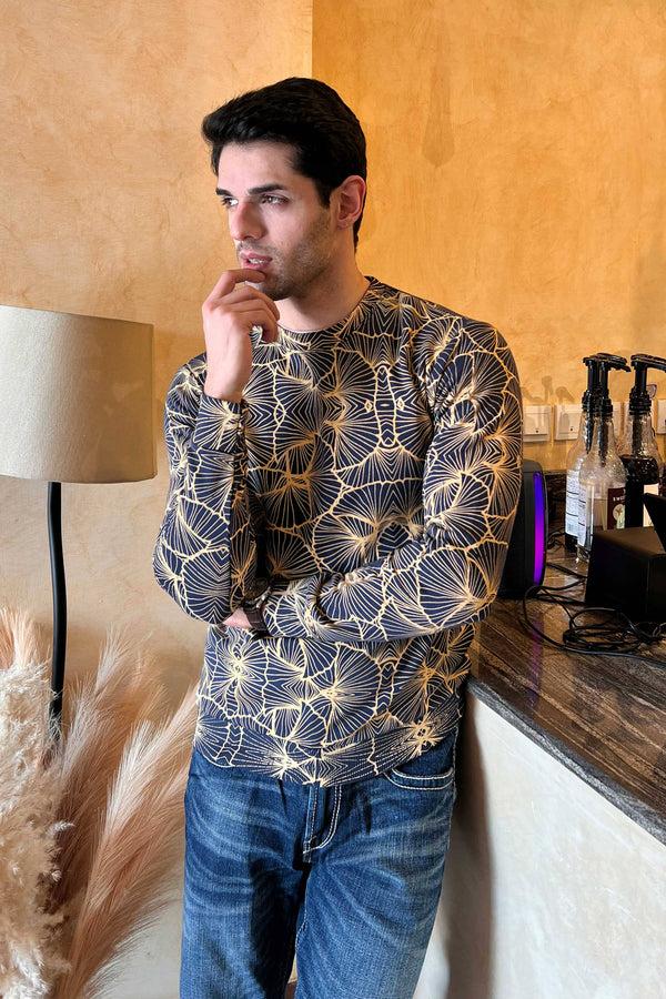 Elo Max 21 Men's Printed Long Sleeve Fleece Sweat Shirt Black