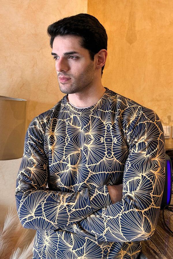 elo Max 21 Men's Printed Long Sleeve Fleece Sweat Shirt Black