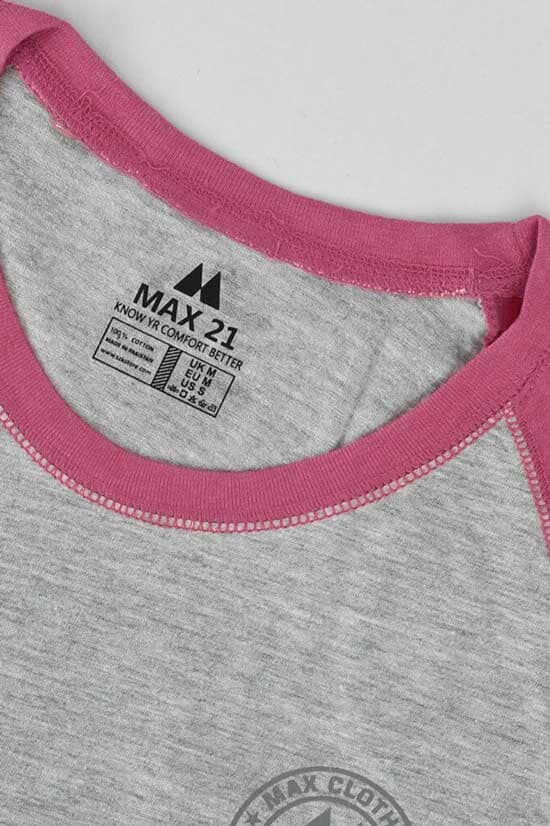 Elo Max 21 Men's Reflective Logo Printed Raglan Quarter Sleeve Crew Neck Tee Shirt Heather Grey & Coral Red