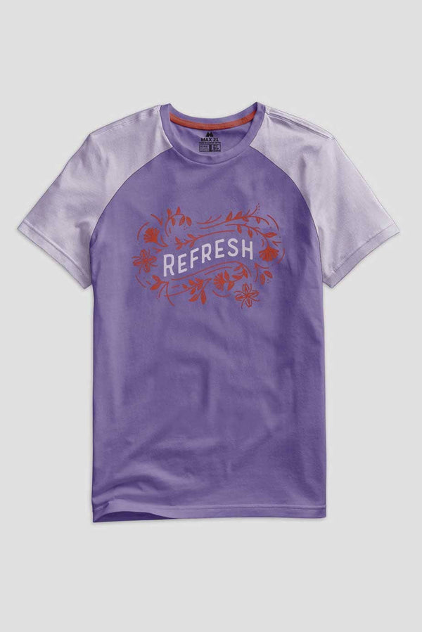 Elo Max 21 Men's Refresh Printed Raglan Short Sleeve Crew Neck Tee Shirt Light Purple