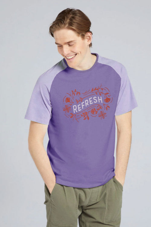 elo Max 21 Men's Refresh Printed Raglan Short Sleeve Crew Neck Tee Shirt Light Purple
