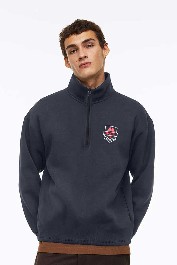 Elo Max 21 Men's Star Logo Quarter Zipper Sweat Shirt Navy