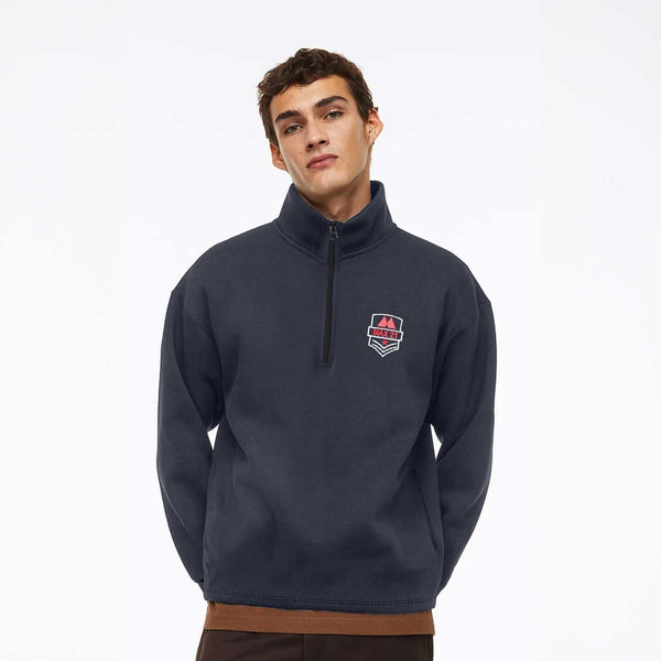 elo Max 21 Men's Star Logo Quarter Zipper Sweat Shirt Navy