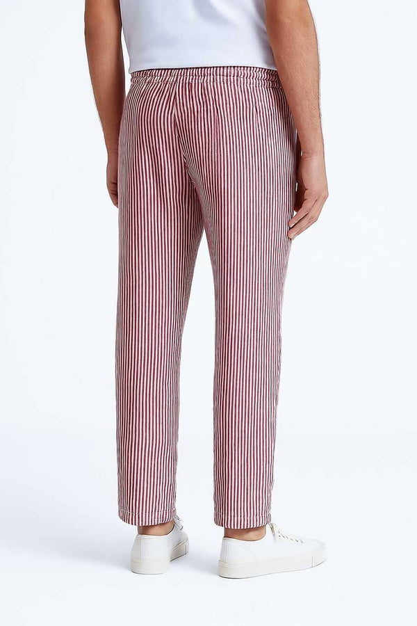 Elo Max 21 Men's Striped Regular Fit Trousers White & Olive