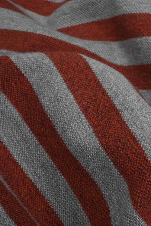 Elo Max 21 Men's Stripes Style Logo Embroidered Polo Shirt Grey & Brick Red