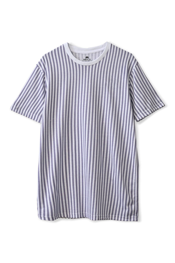 Elo Max 21 Men's Stripes Style Short Sleeve Tee Shirt White & Grey