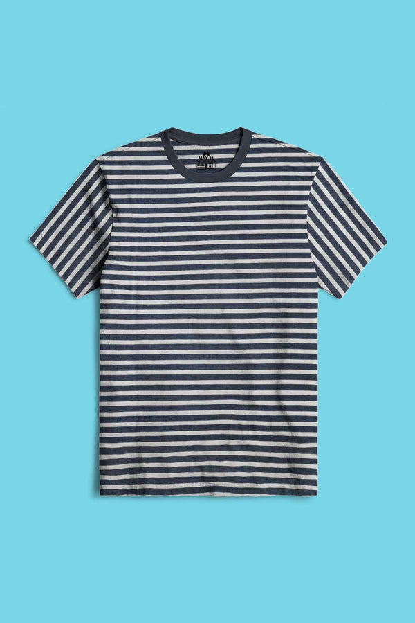 Elo Max 21 Men's Stripes Style Short Sleeve Tee Shirt White & Grey