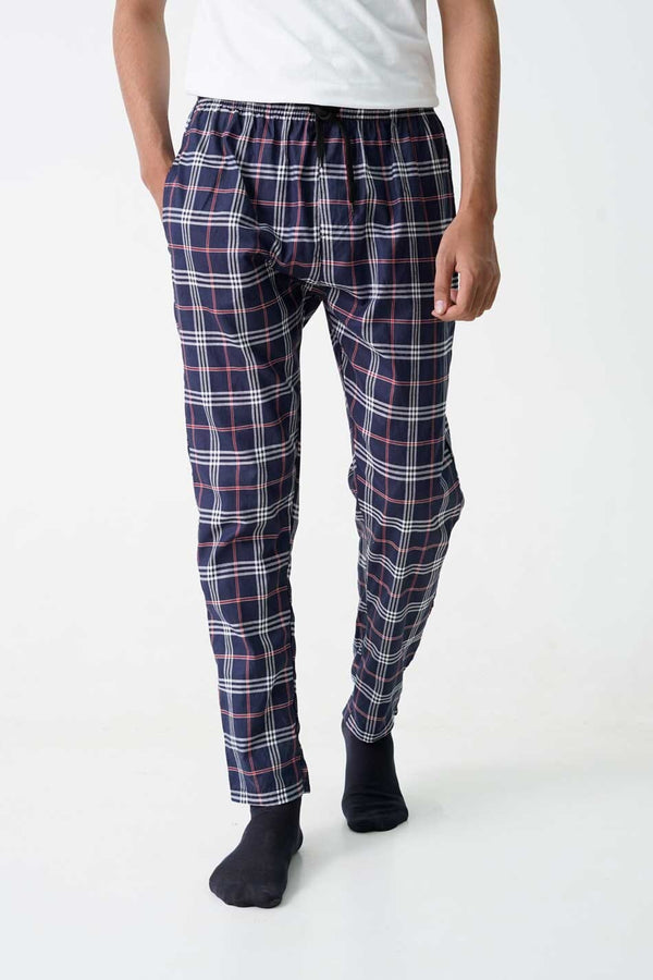 Elo Max 21 Men's Tartan Plaid Loungewear Trousers Navy