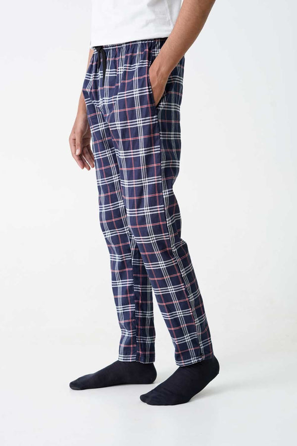 Elo Max 21 Men's Tartan Plaid Loungewear Trousers Navy