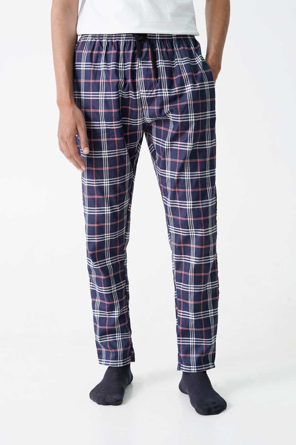 elo Max 21 Men's Tartan Plaid Loungewear Trousers Navy