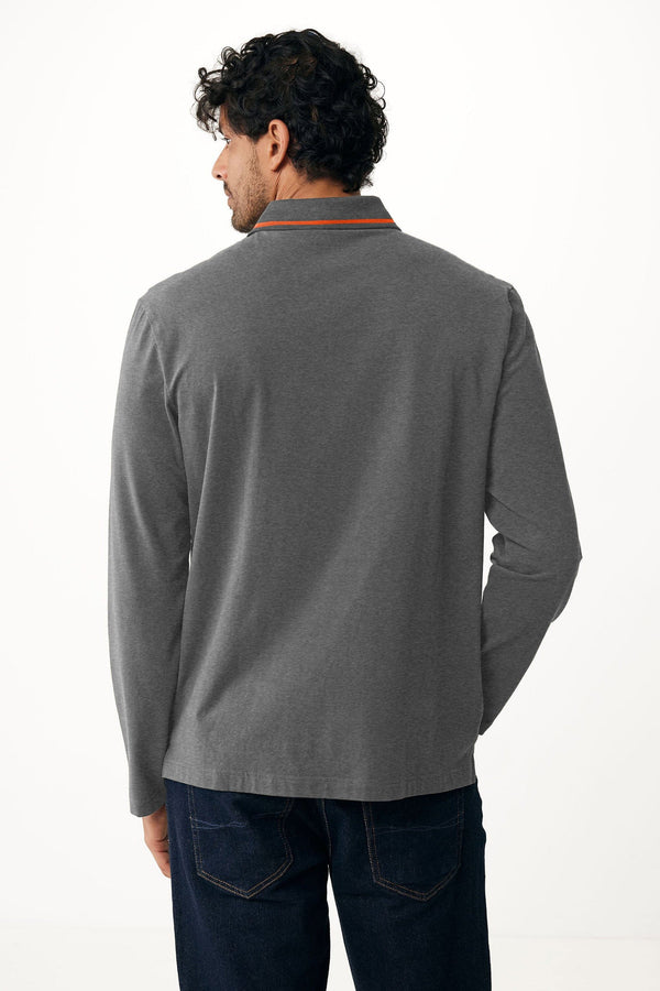 Elo Max 21 Men's Tipped Collar Max 21 Embroidered Polo Shirt Charcoal