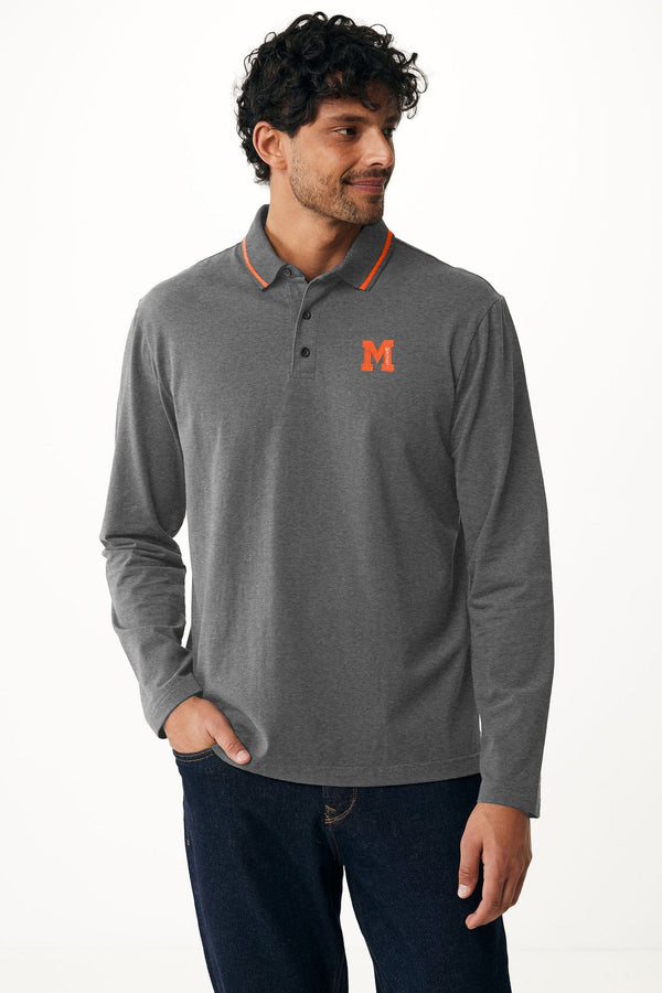 Elo Max 21 Men's Tipped Collar Max 21 Embroidered Polo Shirt Charcoal