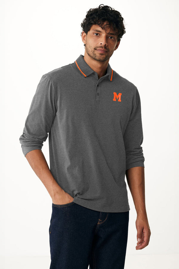 elo Max 21 Men's Tipped Collar Max 21 Embroidered Polo Shirt Charcoal