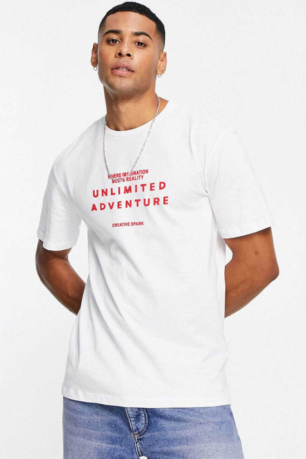 elo Max 21 Men's Unlimted Adventure Printed Crew Neck Tee Shirt White