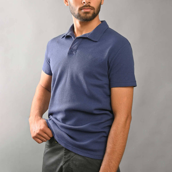 Elo Max 21 Men's Waffle Knit Polo Shirt Heather Grey