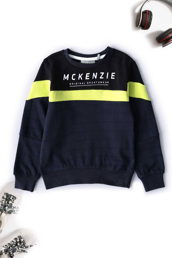 elo Mckenzie Kid's Contrast Panel Sweatshirt Navy & Lime