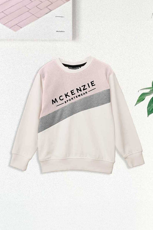 elo Mckenzie Kid's Logo Printed Fleece Sweat Shirt Powder Pink & Cream