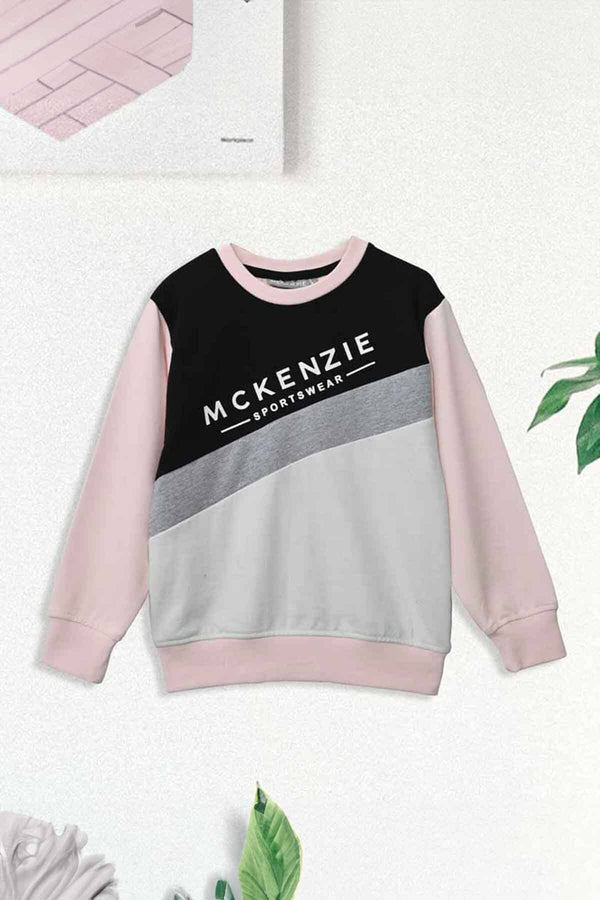 elo Mckenzie Kid's Printed Fleece Sweat Shirt Pink & Black