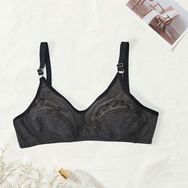elo Meidian Women's Embroidered Padded Bra Smog Black