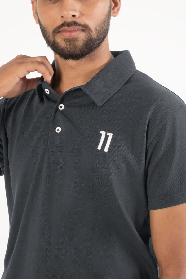 Elo Men's 11 Embroidered Short Sleeve Polo Shirt Zinc