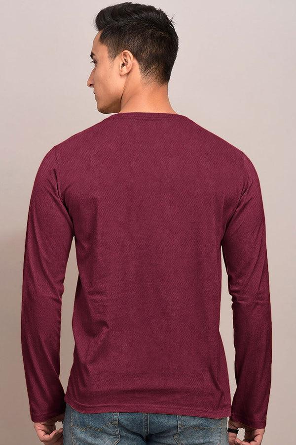 Elo Men's 3 Embroidered Crew Neck Long Sleeve Tee Shirt Mustard