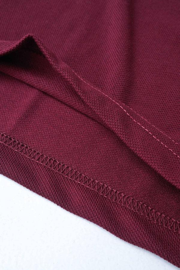 Elo Men's 7 Embroidered Long Sleeve Polo Shirt Burgundy