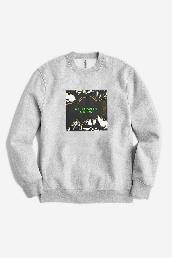 Elo Men's A Life With A View Printed Long Sleeve Sweat Shirt Heather Grey