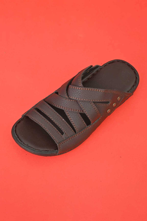 Elo Men's Arendal Padded Sole PU Leather Chappal Black