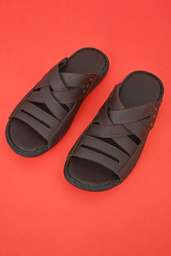 Elo Men's Arendal Padded Sole PU Leather Chappal Black