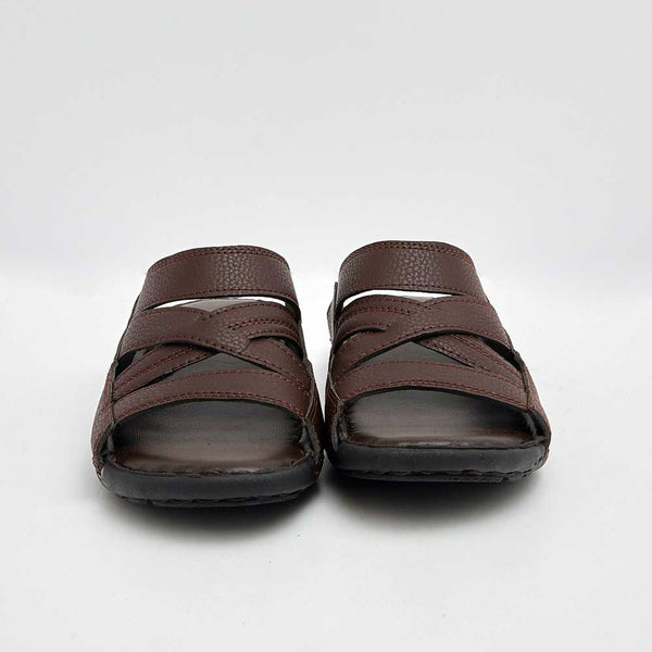 Elo Men's Besancon Padded Sole PU Leather Chappal Brown