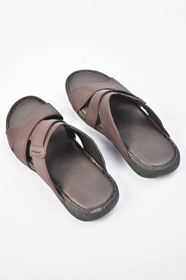 Elo Men's Bristol Padded Sole PU Leather Chappal Brown