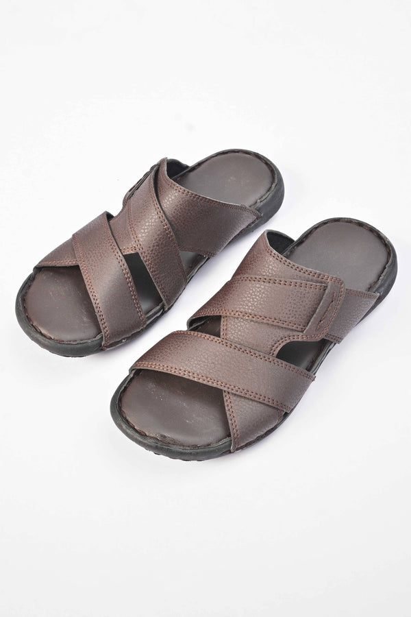 Elo Men's Bristol Padded Sole PU Leather Chappal Brown