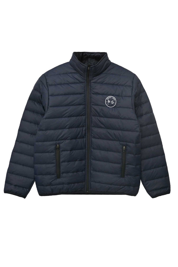 Elo Men's Burnt Soul Logo Embroidered Design Long Sleeve Puffer Jacket Black