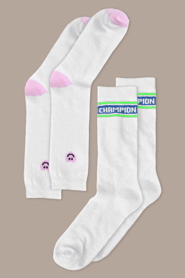 Elo Men's Champion Embroidered Crew Socks - Pack Of 2 Pairs