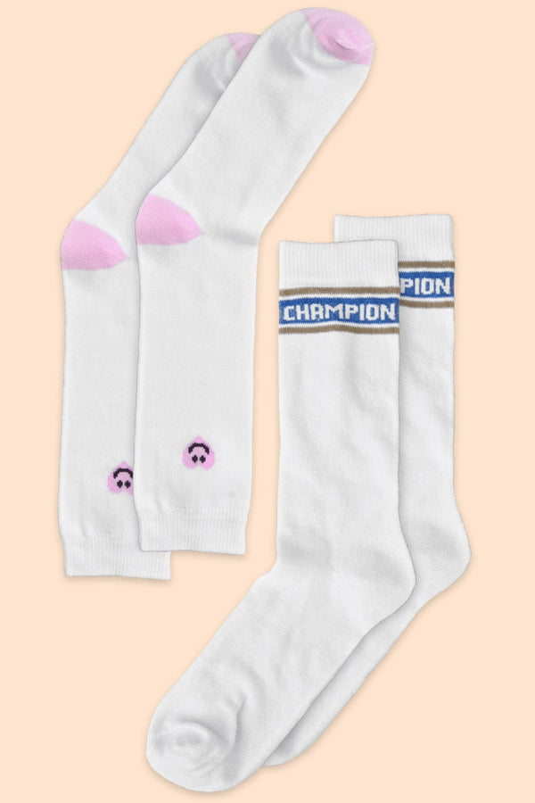 Elo Men's Champion Embroidered Crew Socks - Pack Of 2 Pairs