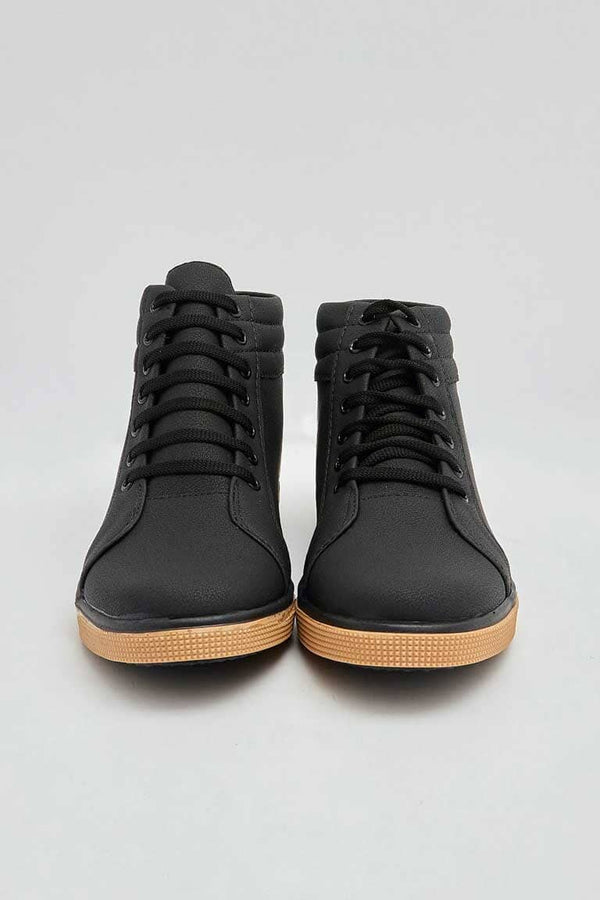 Elo Men's Chatelet Faux Leather Long Sneakers Shoes Black