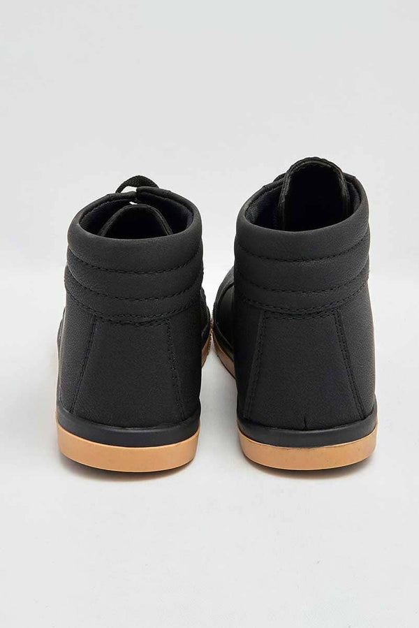 Elo Men's Chatelet Faux Leather Long Sneakers Shoes Black