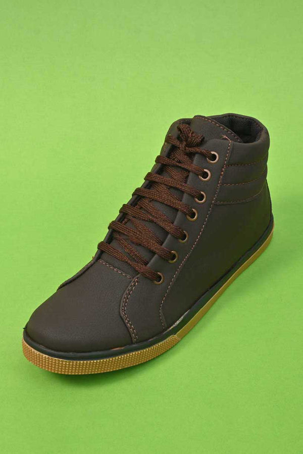 Elo Men's Chatelet Faux Leather Long Sneakers Shoes Black