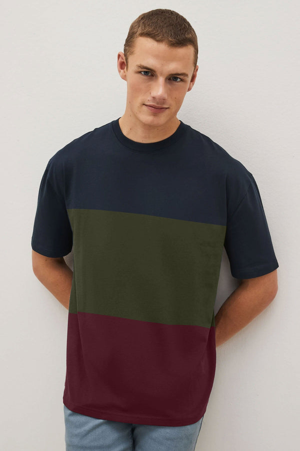 Elo Men's Classic Boulder Panels Design Tee Shirt Maroon & Black