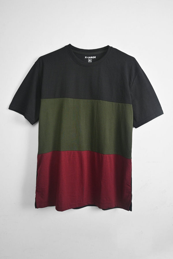 Elo Men's Classic Boulder Panels Design Tee Shirt Maroon & Black