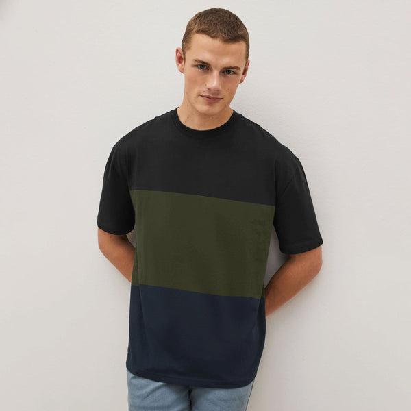 Elo Men's Classic Boulder Panels Design Tee Shirt Maroon & Black