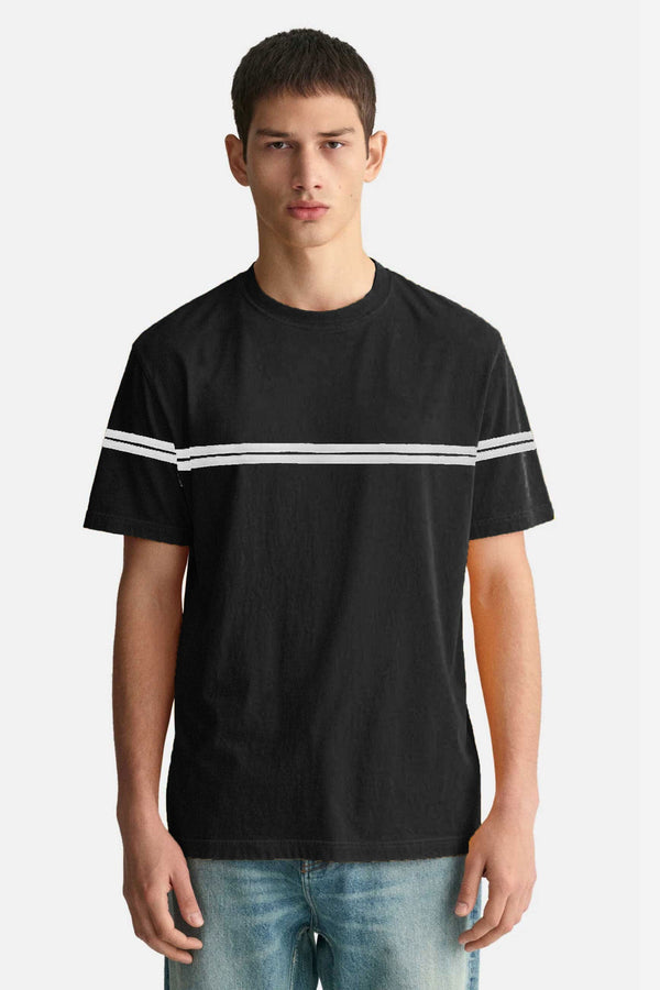 Elo Men's Classic Double Striped Design Tee Shirt Yellow