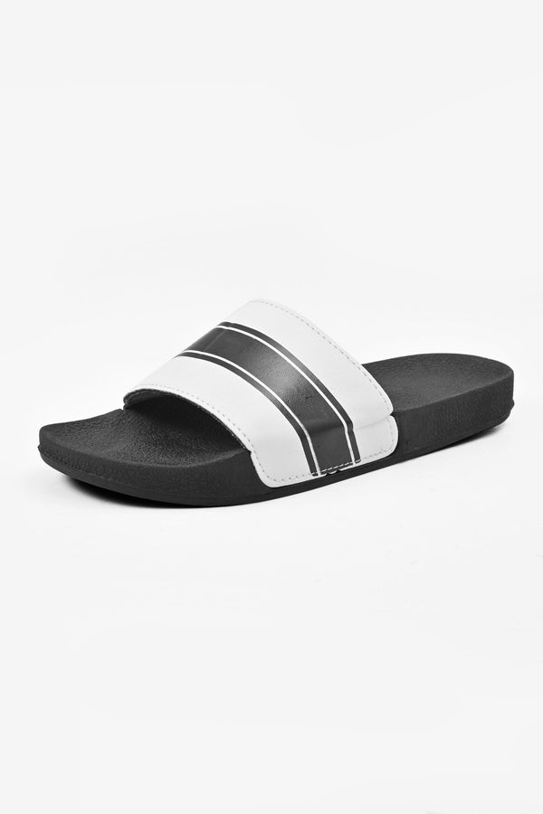 Elo Men's Comfort Contrast Design Soft Slides Black & White