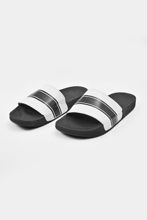 Elo Men's Comfort Contrast Design Soft Slides Black & White