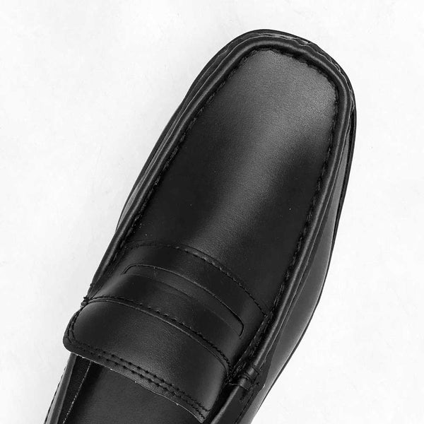 Elo Men's Comfortable Leather Stripe Formal Shoes Black