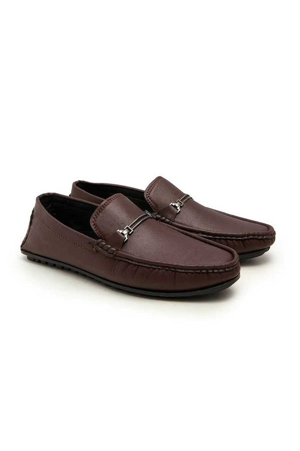 elo Men's Comfortable Loafer Shoes with Buckle Brown