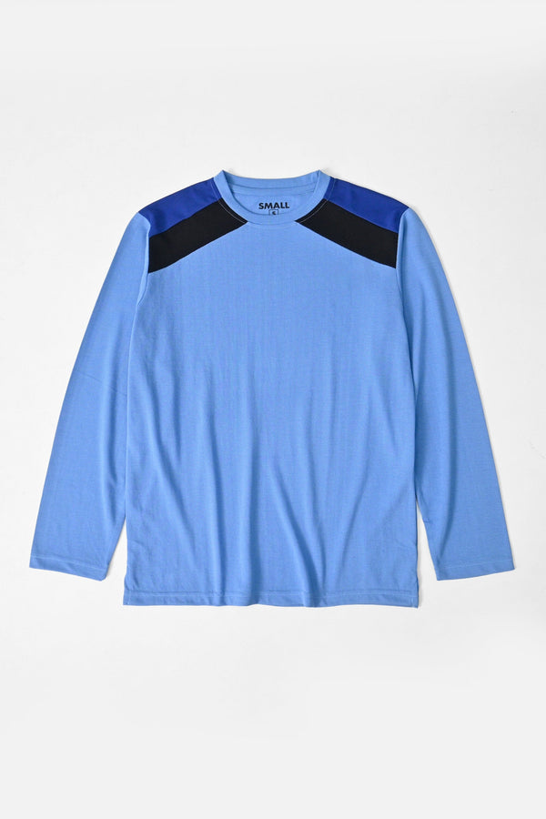 Elo Men's Contrast Shoulder Crew Neck Tee Shirt Royal