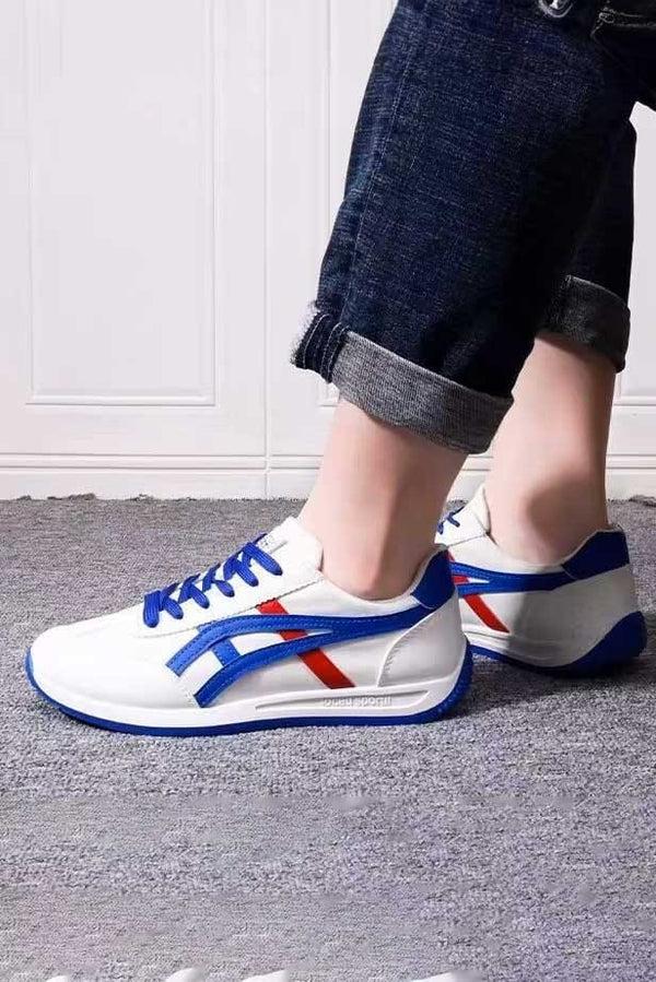 Elo Men's Contrast Side Striped Sneakers White & Black