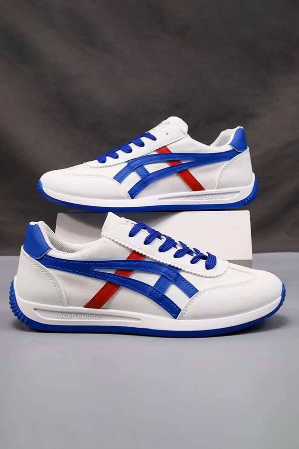 Elo Men's Contrast Side Striped Sneakers White & Black